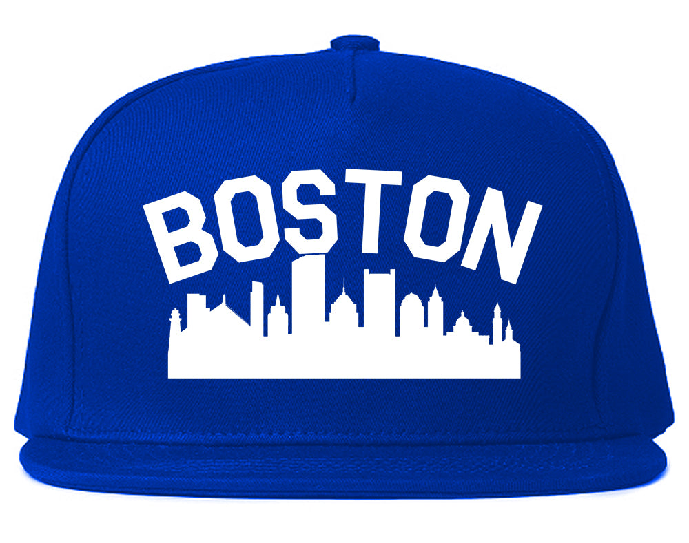Boston Skyline Mens Snapback Hat Royal Blue