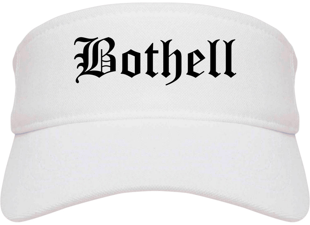 Bothell Washington WA Old English Mens Visor Cap Hat White
