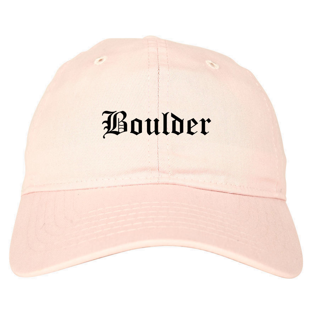 Boulder Colorado CO Old English Mens Dad Hat Baseball Cap Pink