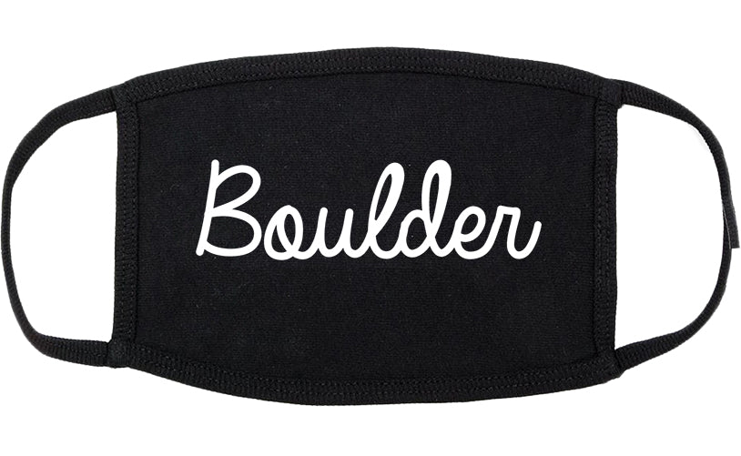 Boulder Colorado CO Script Cotton Face Mask Black