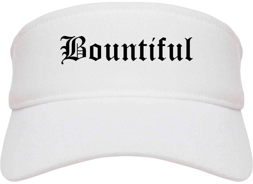 Bountiful Utah UT Old English Mens Visor Cap Hat White