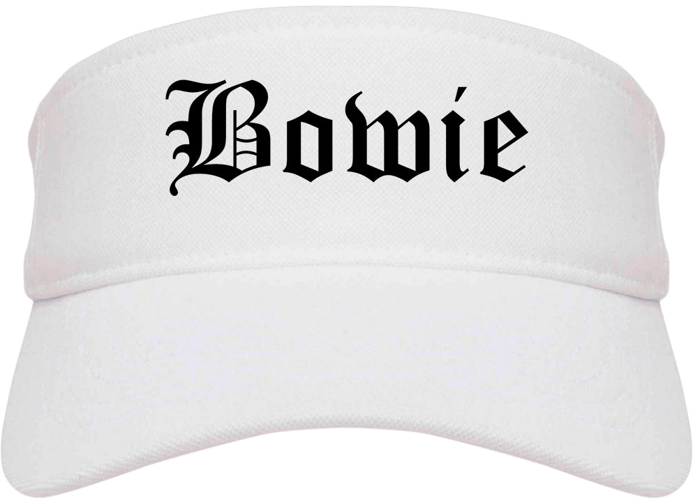 Bowie Maryland MD Old English Mens Visor Cap Hat White