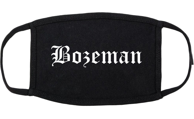 Bozeman Montana MT Old English Cotton Face Mask Black