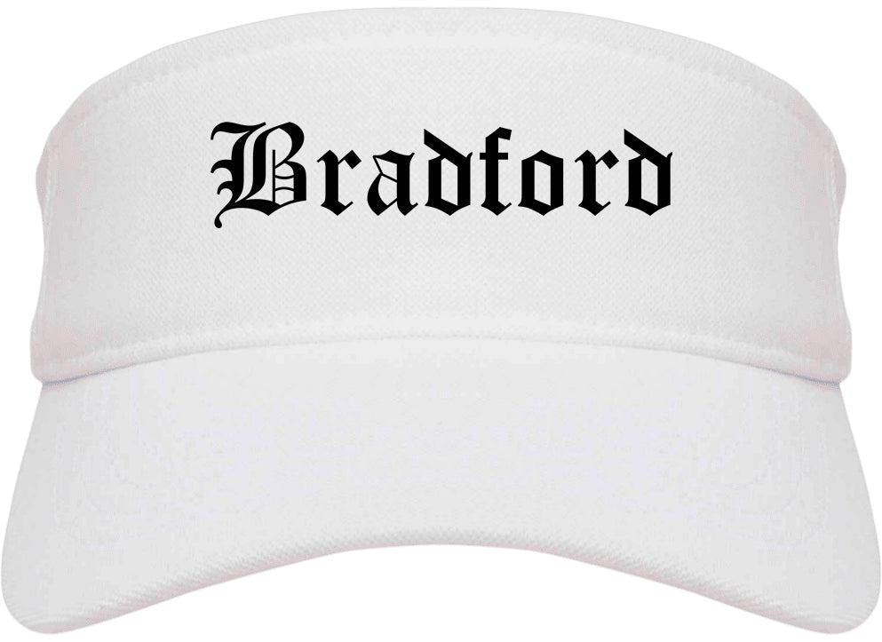 Bradford Pennsylvania PA Old English Mens Visor Cap Hat White