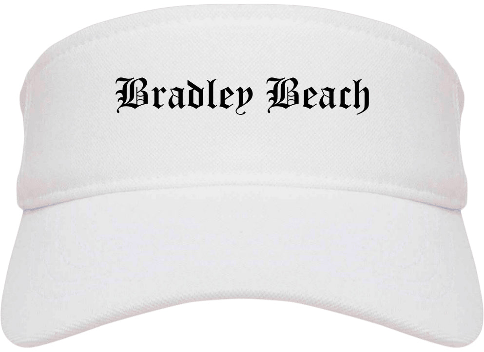 Bradley Beach New Jersey NJ Old English Mens Visor Cap Hat White
