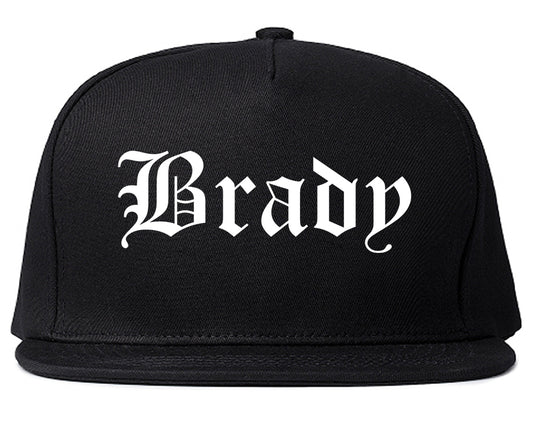 Brady Texas TX Old English Mens Snapback Hat Black