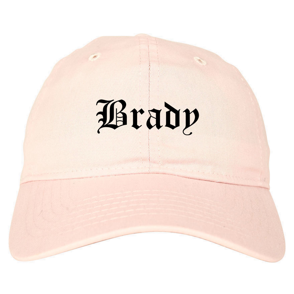 Brady Texas TX Old English Mens Dad Hat Baseball Cap Pink