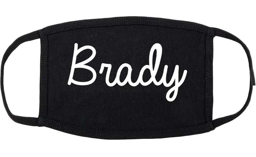 Brady Texas TX Script Cotton Face Mask Black
