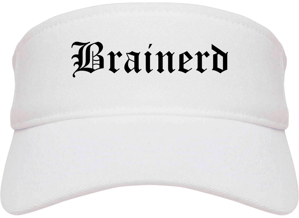 Brainerd Minnesota MN Old English Mens Visor Cap Hat White