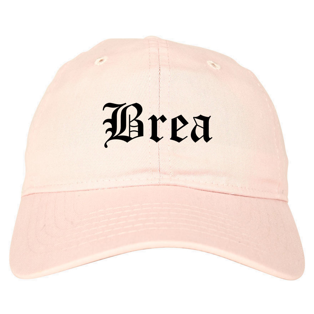 Brea California CA Old English Mens Dad Hat Baseball Cap Pink