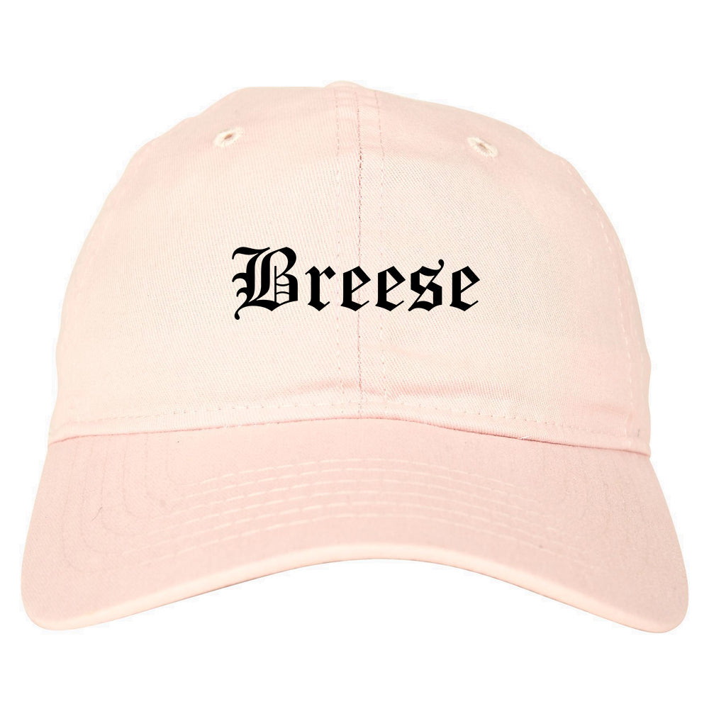 Breese Illinois IL Old English Mens Dad Hat Baseball Cap Pink