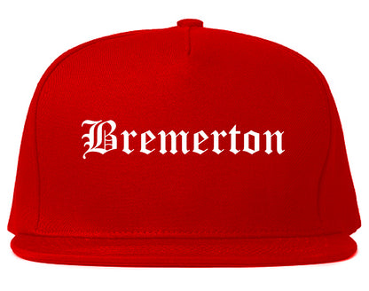 Bremerton Washington WA Old English Mens Snapback Hat Red