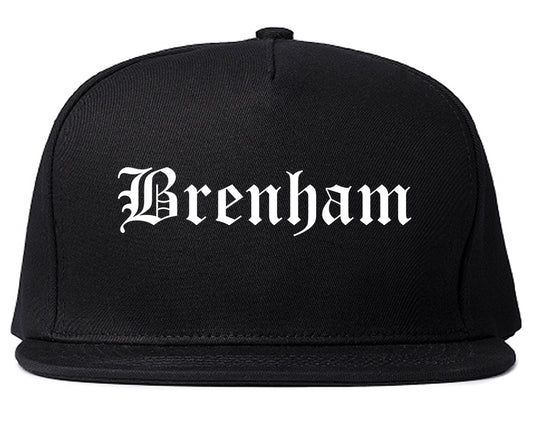 Brenham Texas TX Old English Mens Snapback Hat Black