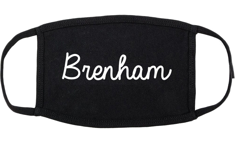 Brenham Texas TX Script Cotton Face Mask Black