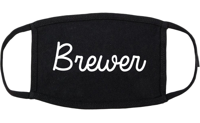 Brewer Maine ME Script Cotton Face Mask Black