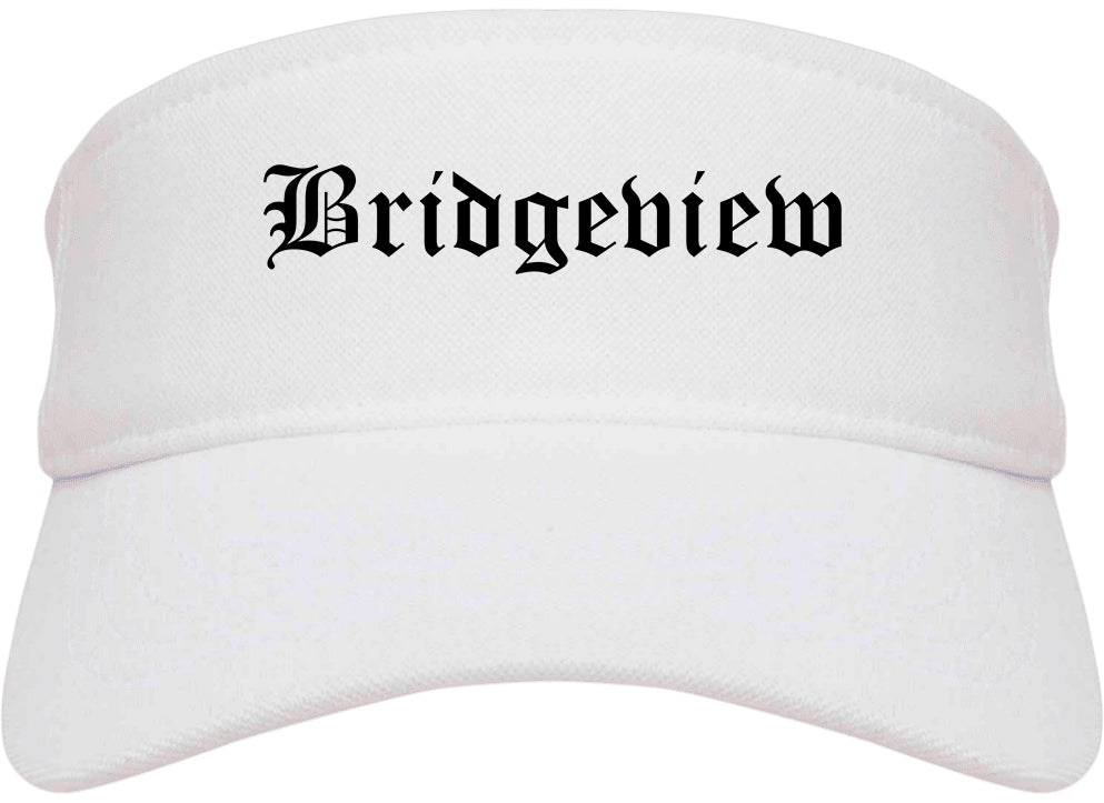 Bridgeview Illinois IL Old English Mens Visor Cap Hat White