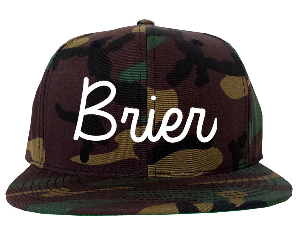Brier Washington WA Script Mens Snapback Hat Army Camo