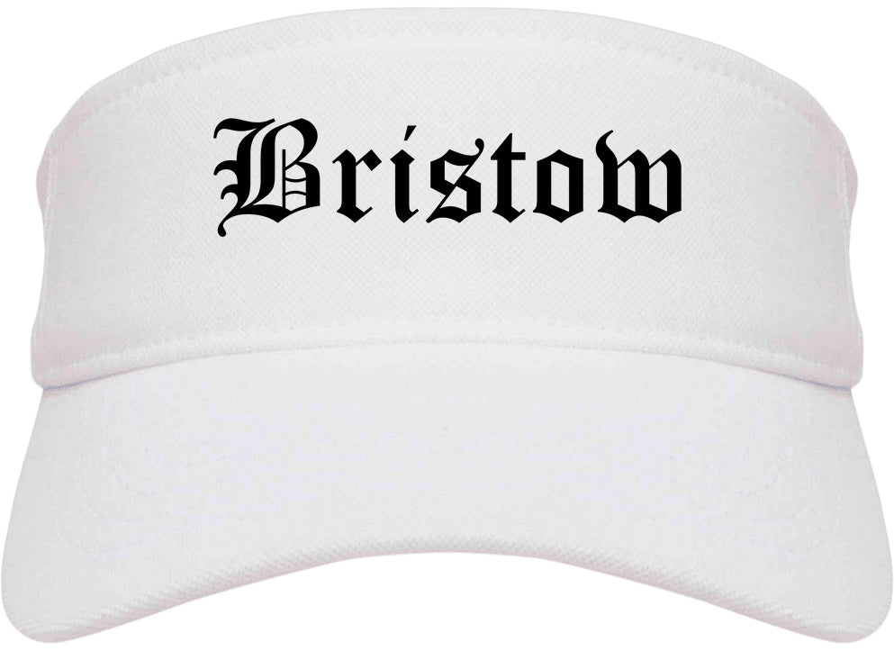 Bristow Oklahoma OK Old English Mens Visor Cap Hat White