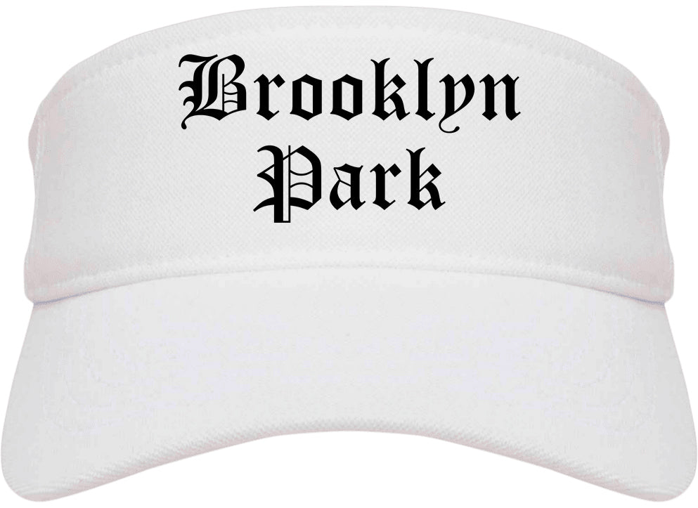 Brooklyn Park Minnesota MN Old English Mens Visor Cap Hat White
