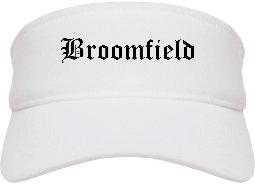 Broomfield Colorado CO Old English Mens Visor Cap Hat White