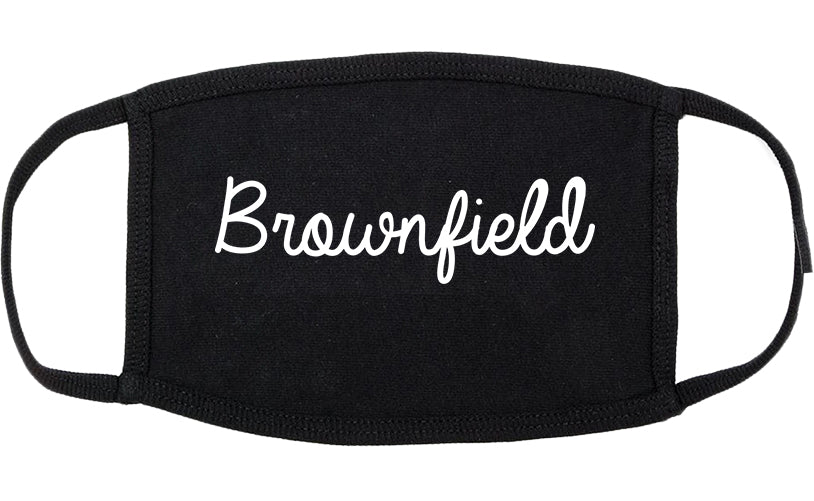 Brownfield Texas TX Script Cotton Face Mask Black