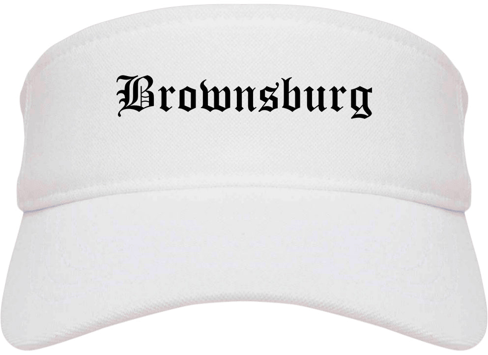 Brownsburg Indiana IN Old English Mens Visor Cap Hat White