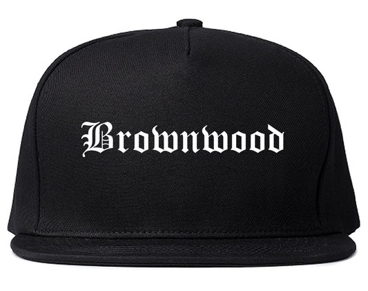Brownwood Texas TX Old English Mens Snapback Hat Black