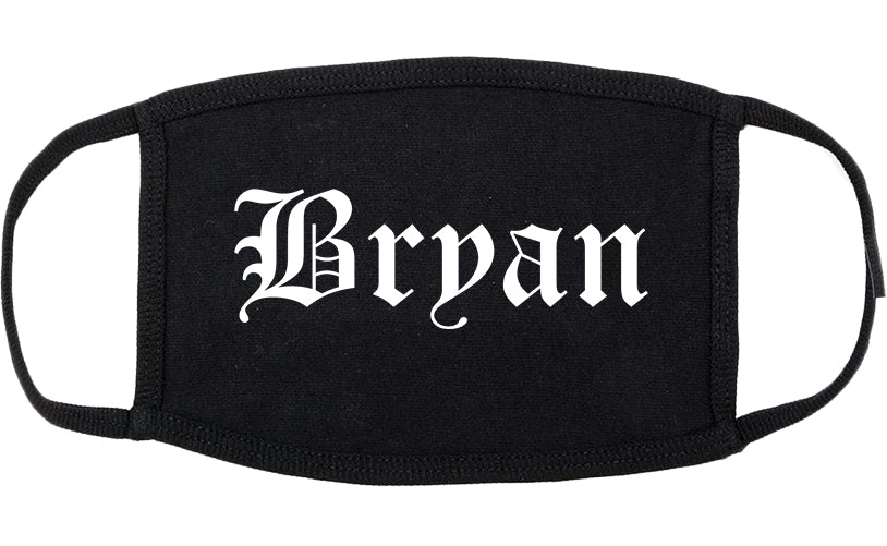 Bryan Ohio OH Old English Cotton Face Mask Black