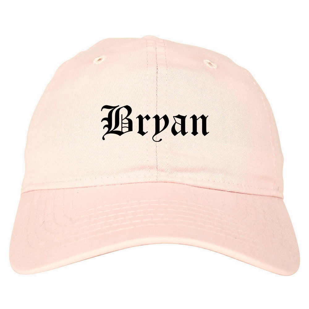 Bryan Texas TX Old English Mens Dad Hat Baseball Cap Pink