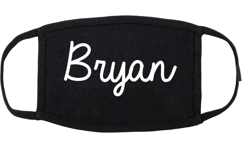 Bryan Texas TX Script Cotton Face Mask Black