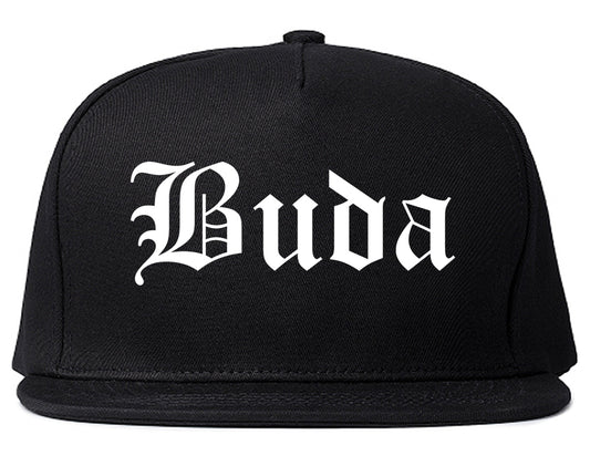 Buda Texas TX Old English Mens Snapback Hat Black