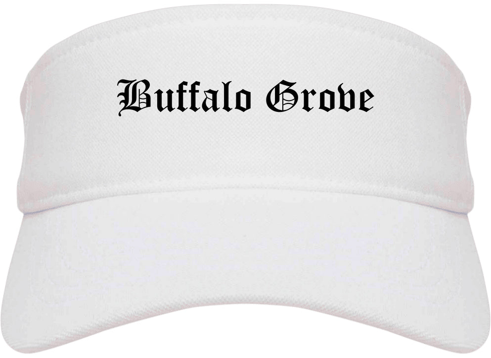 Buffalo Grove Illinois IL Old English Mens Visor Cap Hat White
