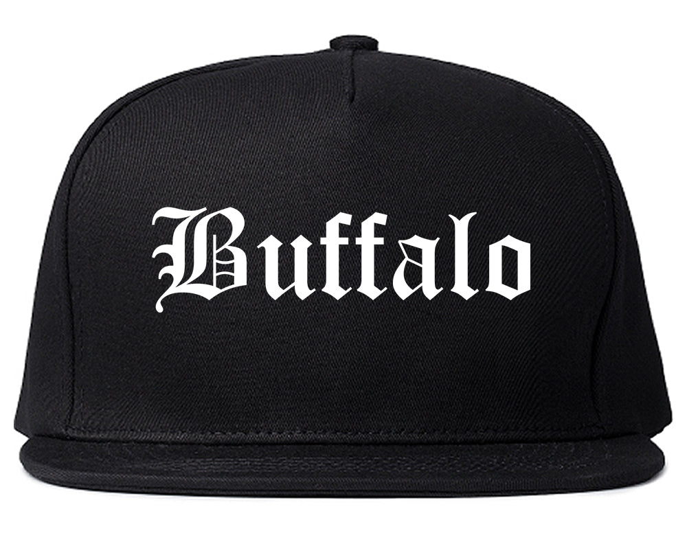 Buffalo Wyoming WY Old English Mens Snapback Hat Black