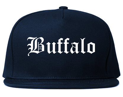 Buffalo Wyoming WY Old English Mens Snapback Hat Navy Blue