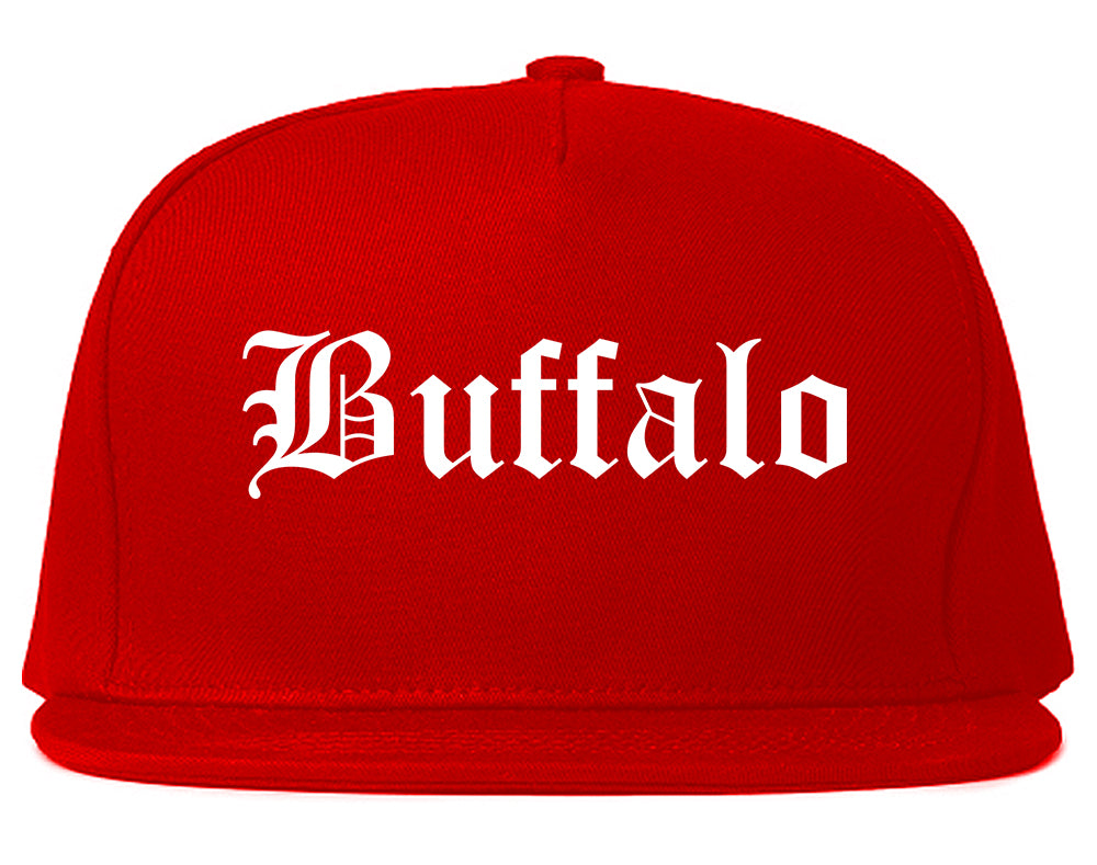 Buffalo Wyoming WY Old English Mens Snapback Hat Red