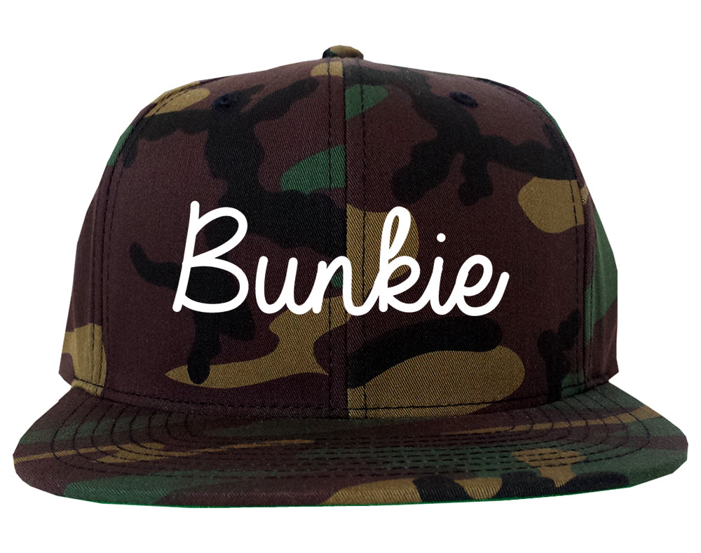 Bunkie Louisiana LA Script Mens Snapback Hat Army Camo