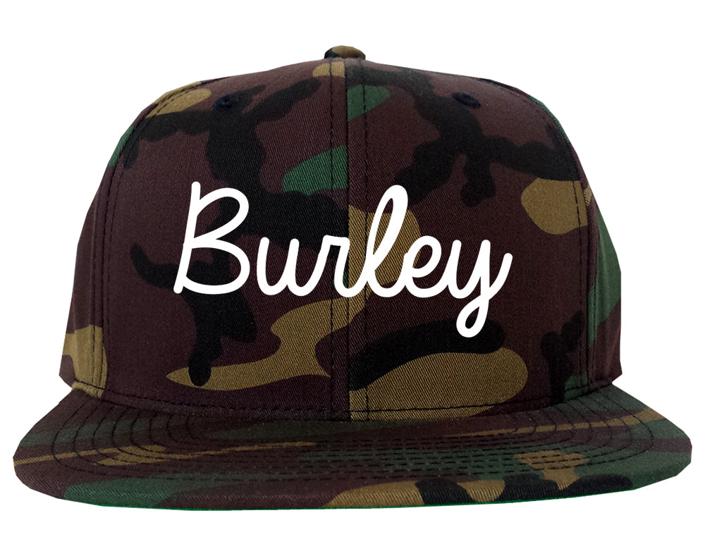Burley Idaho ID Script Mens Snapback Hat Army Camo