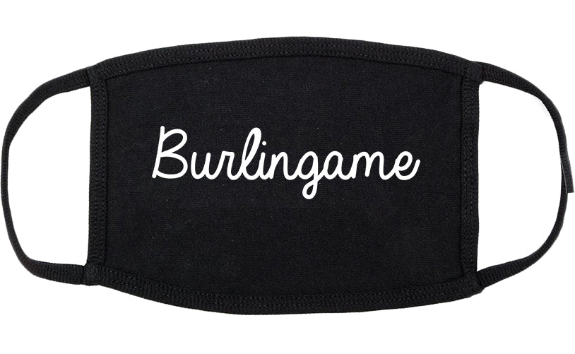 Burlingame California CA Script Cotton Face Mask Black