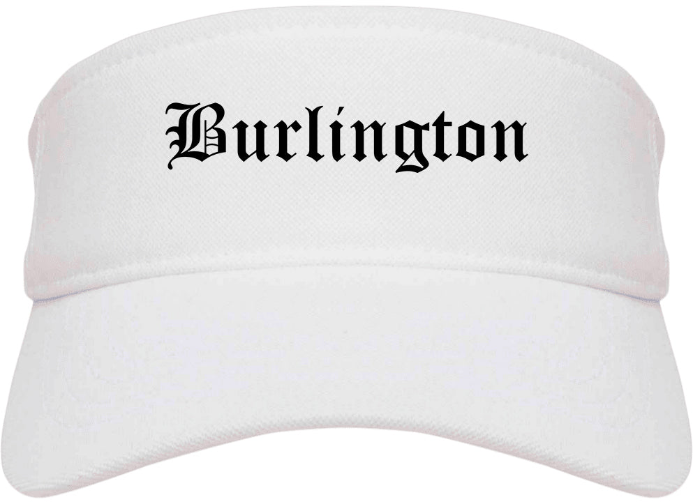 Burlington Vermont VT Old English Mens Visor Cap Hat White