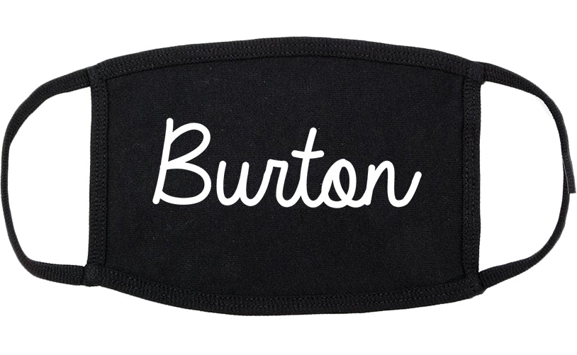 Burton Michigan MI Script Cotton Face Mask Black