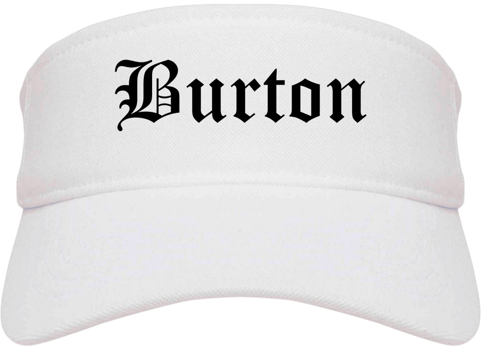 Burton Michigan MI Old English Mens Visor Cap Hat White