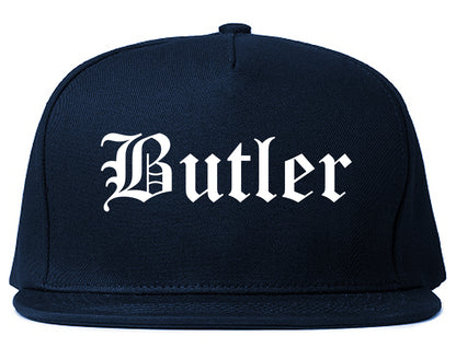 Butler New Jersey NJ Old English Mens Snapback Hat Navy Blue