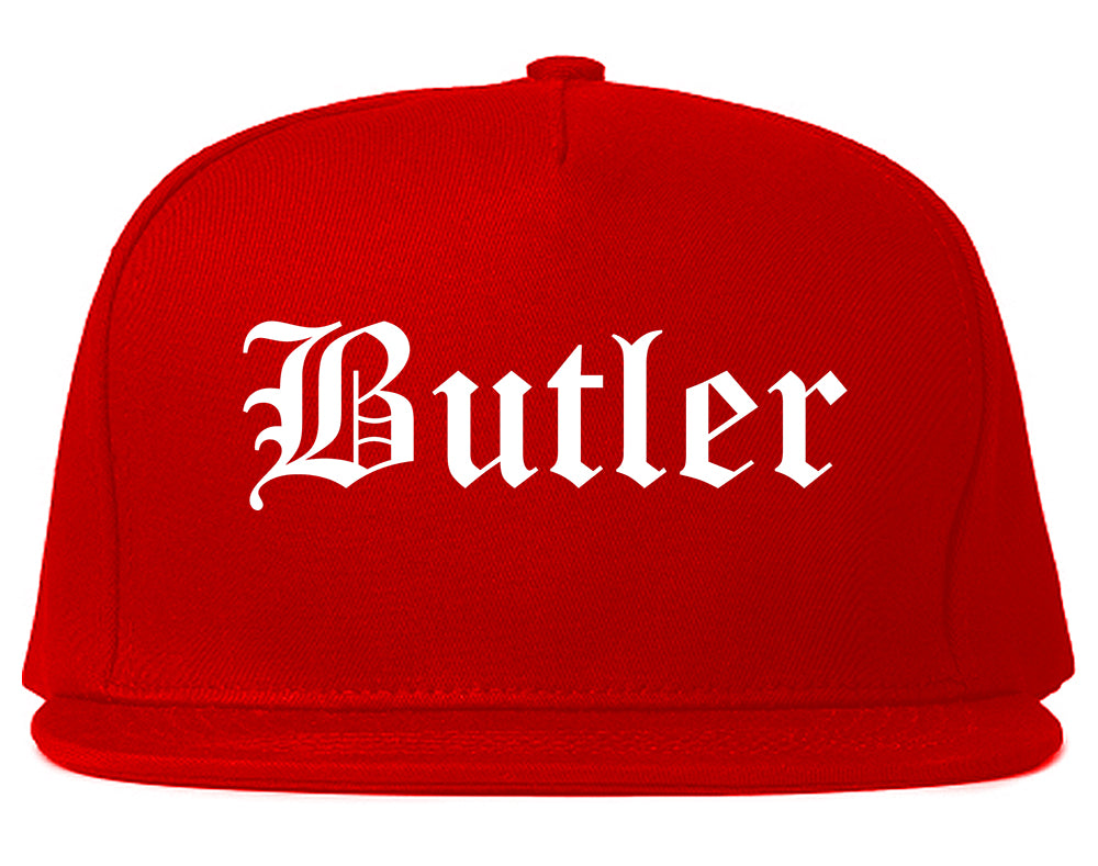 Butler New Jersey NJ Old English Mens Snapback Hat Red
