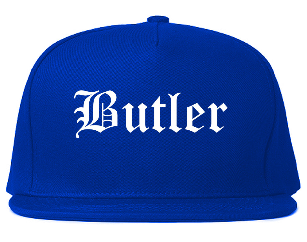 Butler New Jersey NJ Old English Mens Snapback Hat Royal Blue