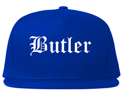 Butler New Jersey NJ Old English Mens Snapback Hat Royal Blue