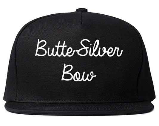 Butte Silver Bow Montana MT Script Mens Snapback Hat Black