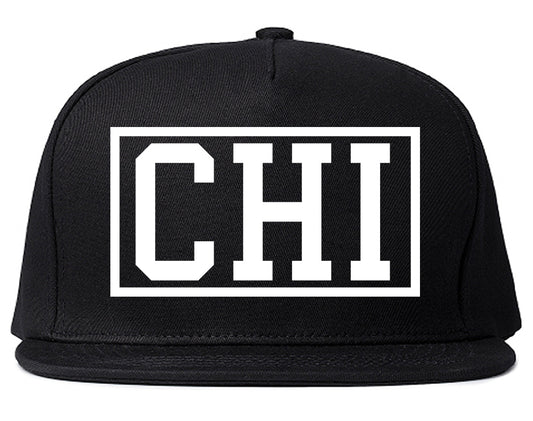 CHI Chicago Illinois Box Logo Mens Snapback Hat Black
