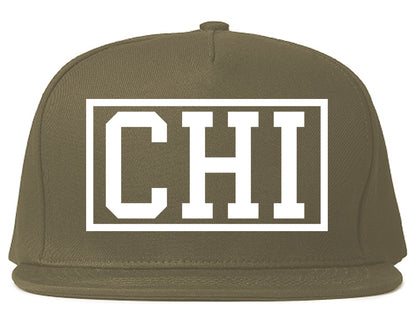 CHI Chicago Illinois Box Logo Mens Snapback Hat Grey