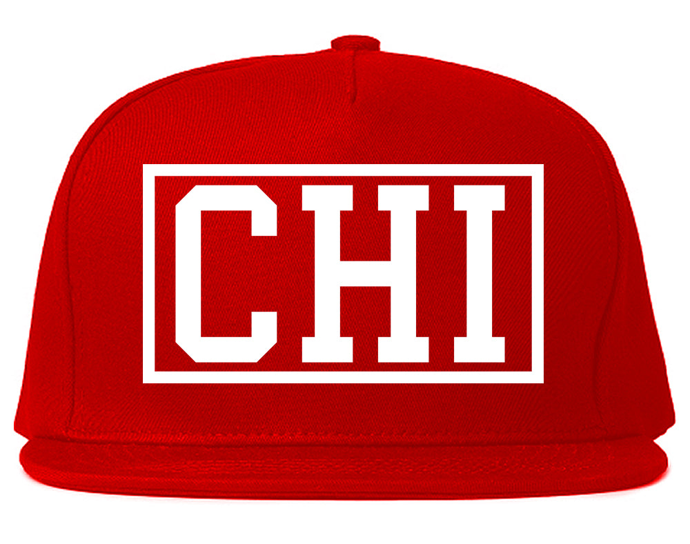 CHI Chicago Illinois Box Logo Mens Snapback Hat Red
