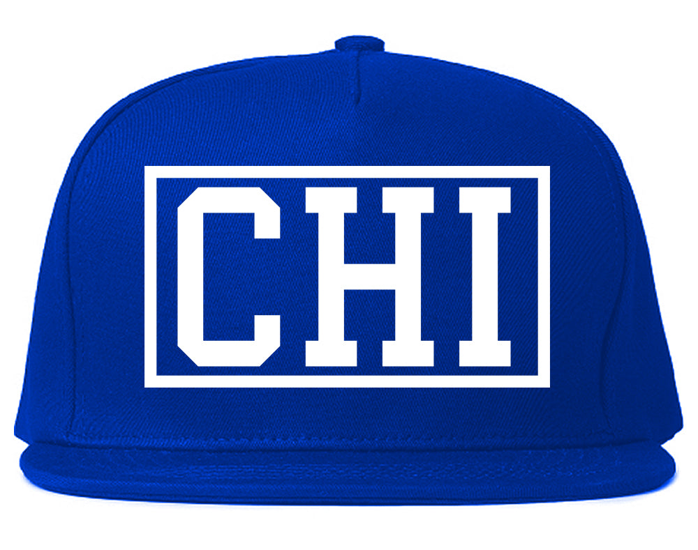 CHI Chicago Illinois Box Logo Mens Snapback Hat Royal Blue